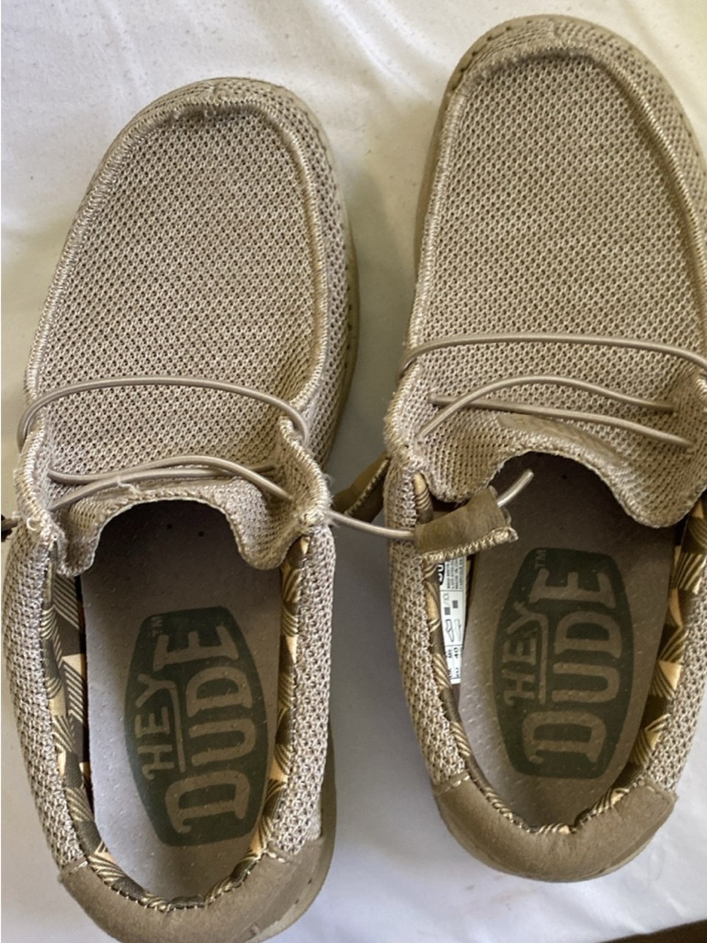 Hey Dude Men’s Slip-On Loafers in Light Beige Knit